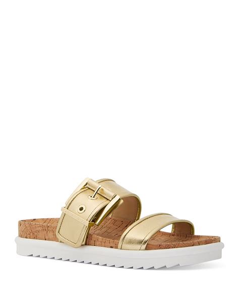 michael kors slide sandals gold